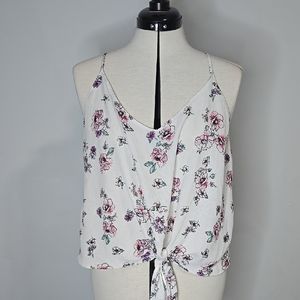 White and Pink Tie Front Camisole Top